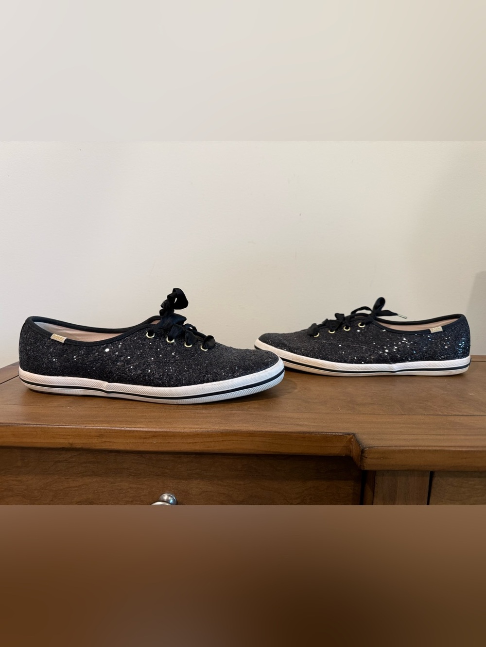 Keds x Kate Spade New York Champion Black Glitter Sneakers Size 10